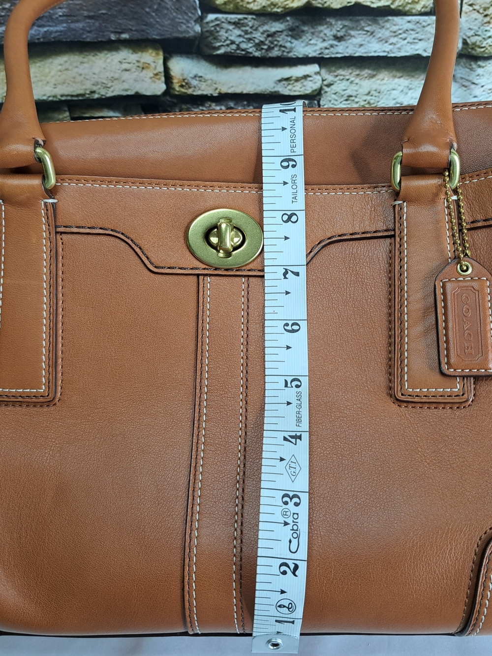 COACH 'HAMPTONS' CARRYALL TURNLOCK SATCHEL GLOVE-TANNED LEATHER, w/DUST BAG - Picture 13 of 16